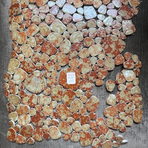 Vintage Mid Century tile piece ungrounted unused, orange stone mid century retro tiles one piece