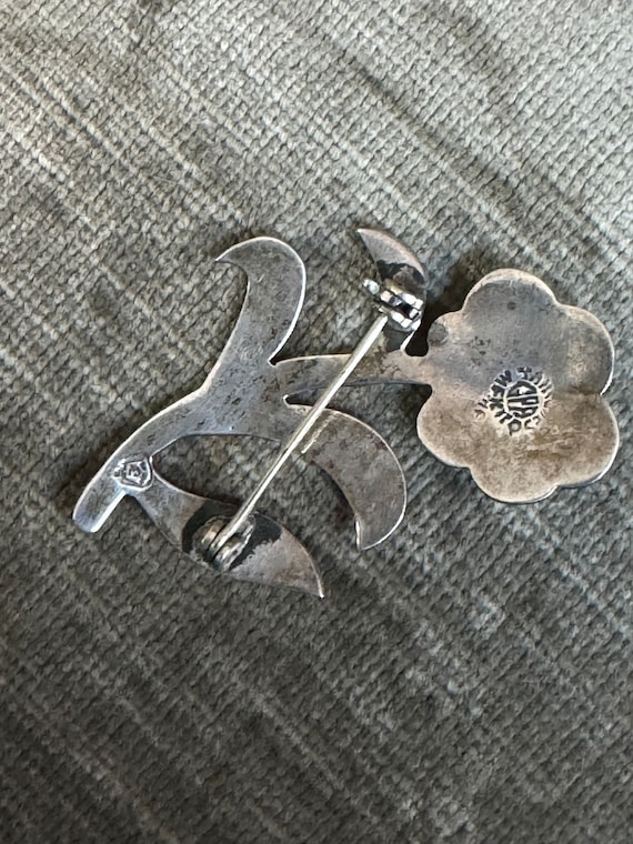 Vintage Taxco sterling silver flower brooch, Taxc… - image 10