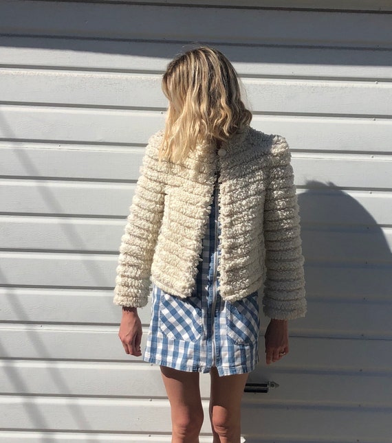 Rare 1960s Mod shag jacket,loop yarn coat,70s 60s