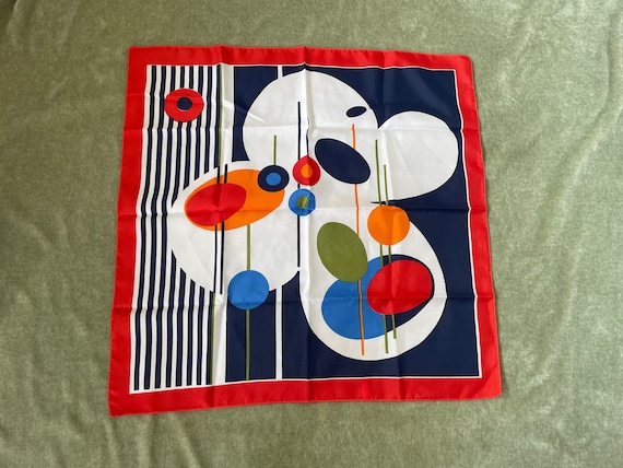 Vintage 1960s Mod pattern scarf,1960s 60s circle … - image 1