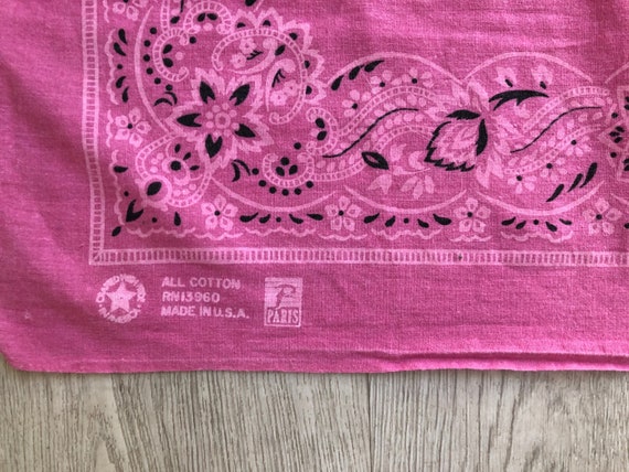 Vintage pink bandana RN 13960,faded worn in pink … - image 6