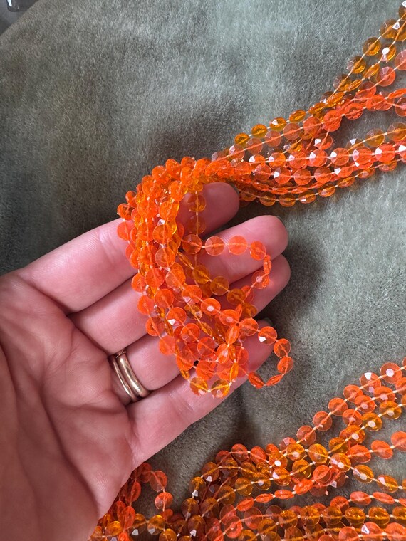 Vintage 60s Mod Orange Plastic Beaded Necklace: M… - image 8