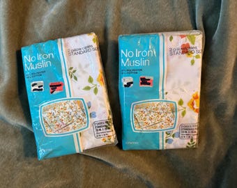 Vintage deadstock flower pillowcases: two Jcpenny standard pillow cases flowers
