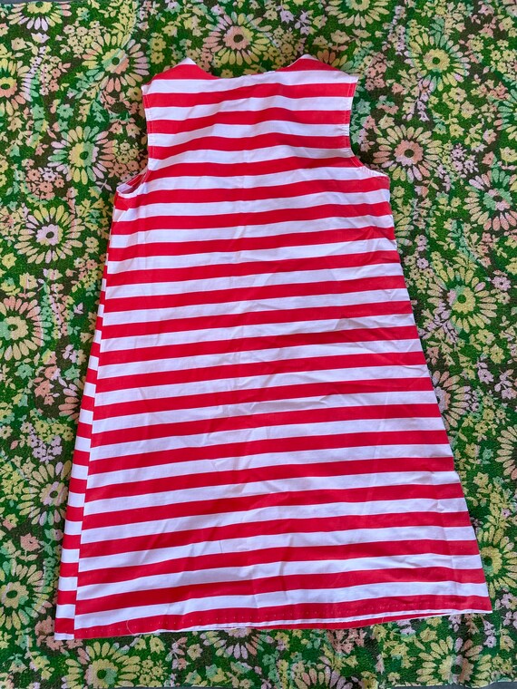 Vintage 60s 70s striped apple pocket mini dress, … - image 3