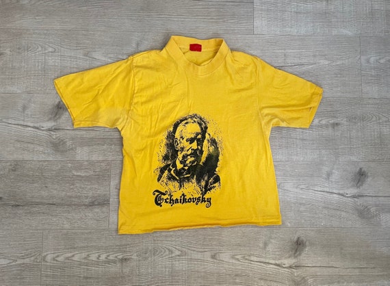 Vintage 70s cropped t-shirt Tchaikovsky,Distresse… - image 1