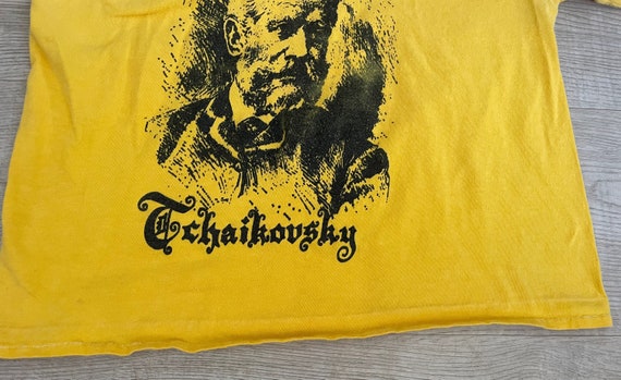 Vintage 70s cropped t-shirt Tchaikovsky,Distresse… - image 4