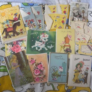 Lot de cartes vintage des années 60 et 70, Happy Birthday Baby Shower, Venez à ma fête, Récupération, Lot de 24 cartes rétro mixtes