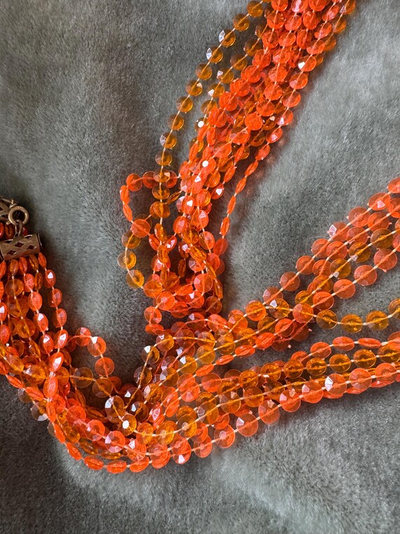 Vintage 60s Mod Orange Plastic Beaded Necklace: M… - image 16