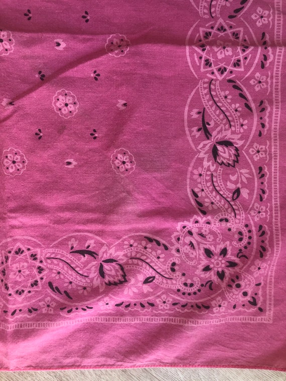 Vintage pink bandana RN 13960,faded worn in pink … - image 9
