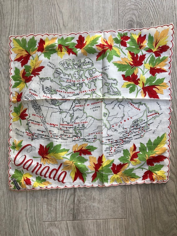 Vintage 50s 60s Canada Souvenir Handkerchief Frans