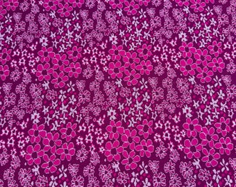 Vintage 60s Floral flower power Fabric: pink, purple, white