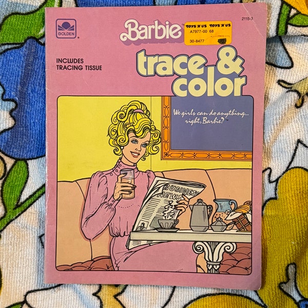 Vintage 1985 Barbie Trace & Color Book by Golden, Barbie Coloring book with tracing tissue pages, 80s Barbie coloring book