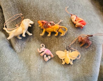 Vintage Cracker Jack Celluloid Toy Lot: Early 20th Century Animal Charms