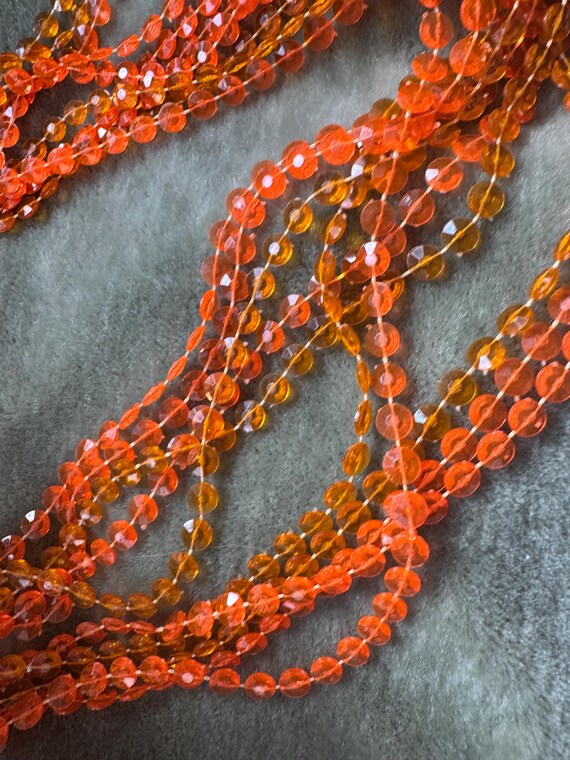 Vintage 60s Mod Orange Plastic Beaded Necklace: M… - image 9