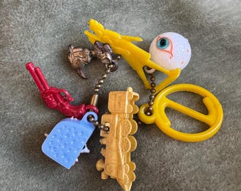 Vintage Cracker Jack Toys & Miniatures: Keychain Lot of 6