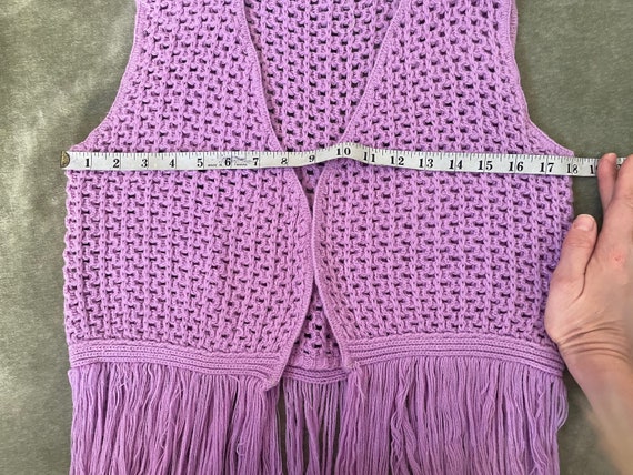 Vintage 60s 70s Purple Sweater Vest with Fringe /… - image 10
