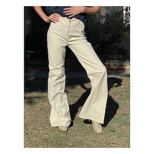 Vintage 70s Chemin De Fer Bellbottoms: Off White Canvas, 31 Waist, NOS