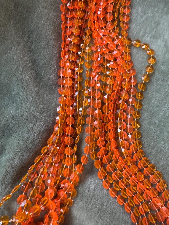 Vintage 60s Mod Orange Plastic Beaded Necklace: M… - image 6