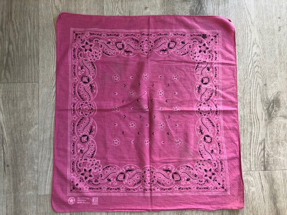 Vintage pink bandana RN 13960,faded worn in pink … - image 3