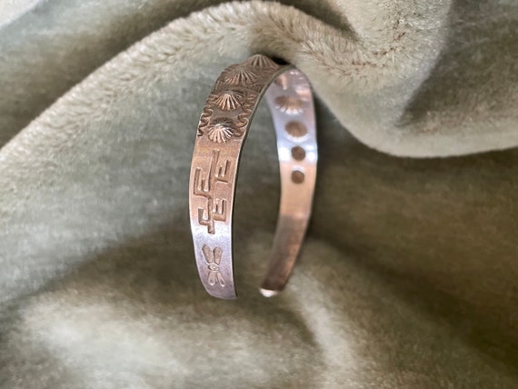 Vintage 1930s stamped Navajo Cuff Bracelet, 20s 3… - image 5