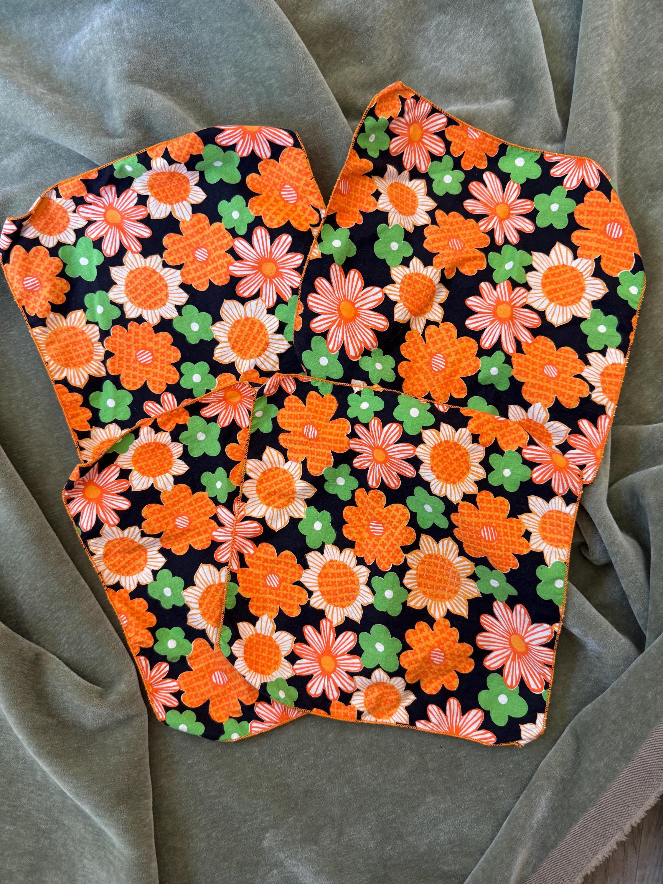 Vintage Flower Power Napkins: 60s 70s Orange Green Set of 4 - Etsy
