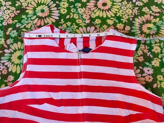 Vintage 60s 70s striped apple pocket mini dress, … - image 8