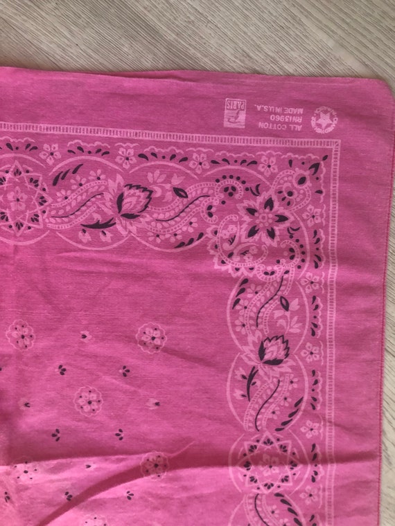 Vintage pink bandana RN 13960,faded worn in pink … - image 8