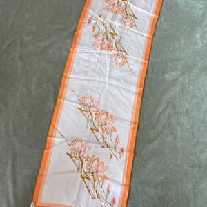 Vintage Vera Neumann oblong silk scarf made in Japan,60s 70s Vera scarf,Vera Neumann orange flower vintage scarf hand rolled,Vera lady bug image 3