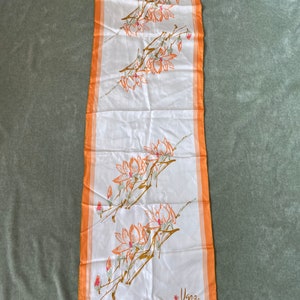 Vintage Vera Neumann oblong silk scarf made in Japan,60s 70s Vera scarf,Vera Neumann orange flower vintage scarf hand rolled,Vera lady bug image 2