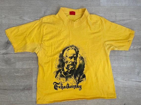 Vintage 70s cropped t-shirt Tchaikovsky,Distresse… - image 2