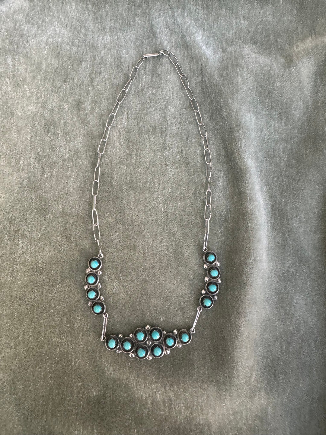 Signed Snake Eyes Turquoise Vintage Native American Zuni Sterling Silver Link Bracelet Signed Snake Eyes Turquoise Vintage Native American Zuni Sterling Silver Link Bracelet