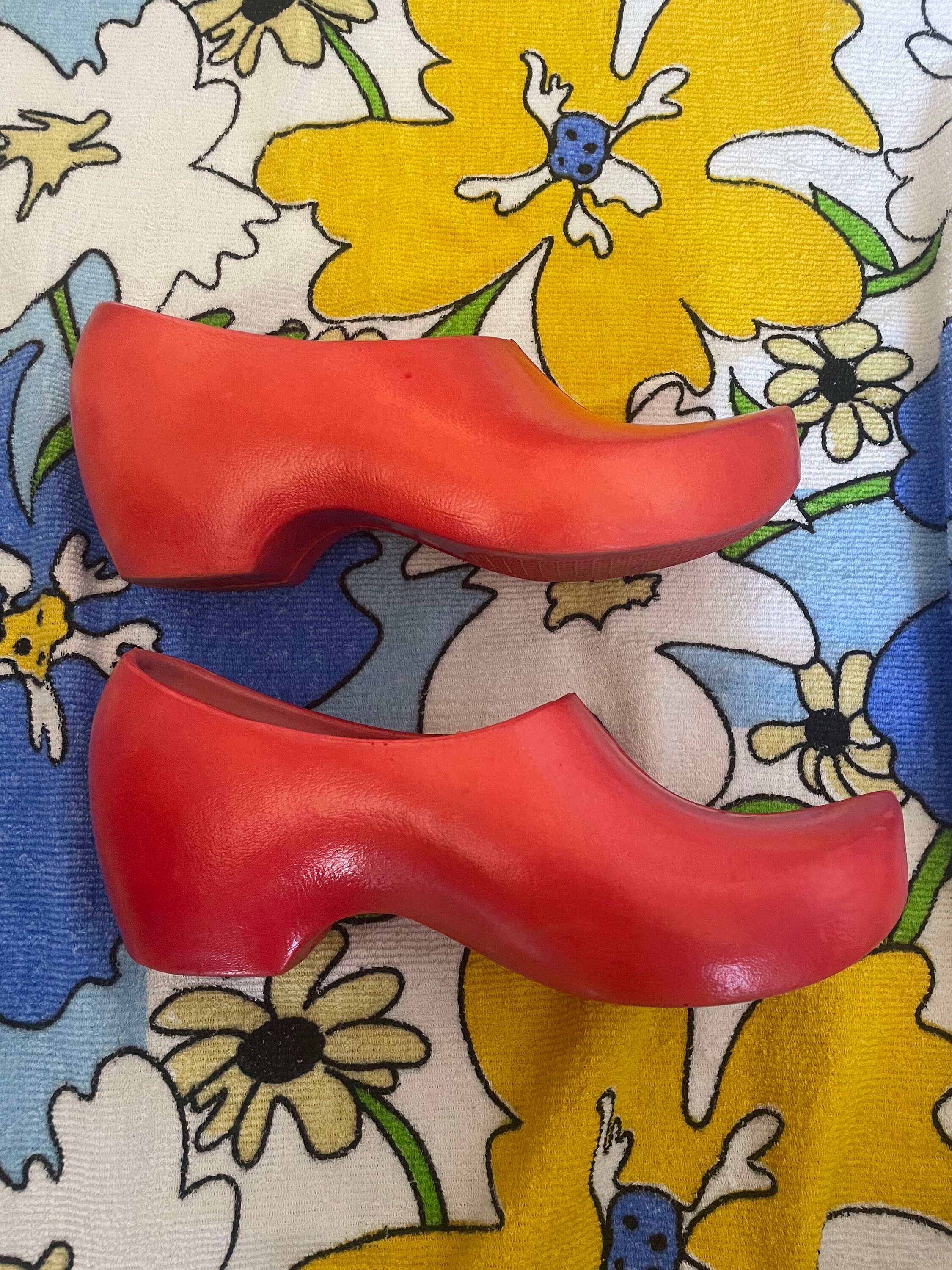 Vintage 1970s 1980s Red Jollys Mit Fußbett Garden Clogs 8 Etsy