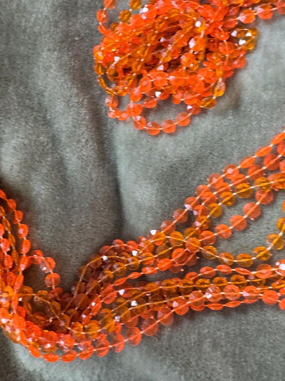 Vintage 60s Mod Orange Plastic Beaded Necklace: M… - image 7