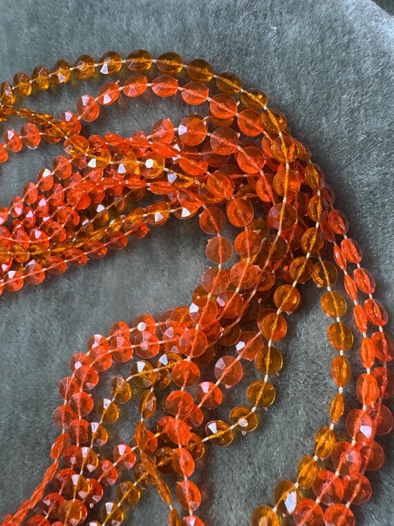 Vintage 60s Mod Orange Plastic Beaded Necklace: M… - image 10