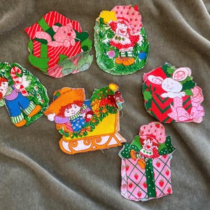 Vintage Strawberry Shortcake Fabric Ornaments - Retro Christmas Set of 6