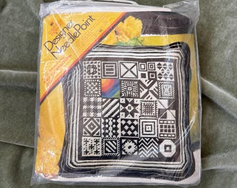 Vintage Needlepoint Pillow Kit: Columbia Minerva Meredith Gladstone Design, 1970s