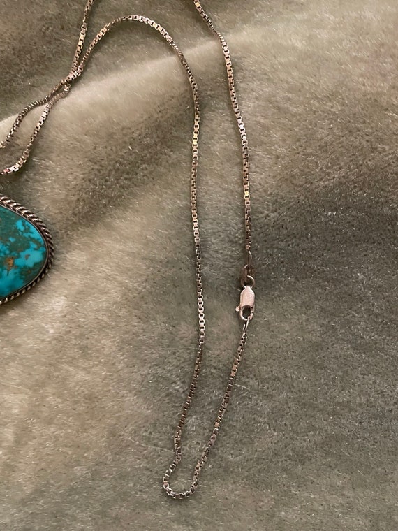 Vintage 1970s Navajo Southwest turquoise pendant … - image 4