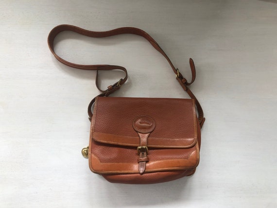 Vintage Dooney Bourke Carrier Style Shoulder Bag British Tan