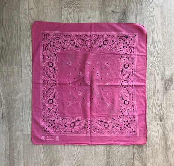 Vintage pink bandana RN 13960,faded worn in pink … - image 1