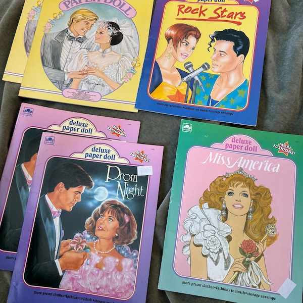 Vintage Golden Paper Doll Book: 1990s Prom Night, Bride, Rock Star, or Miss America