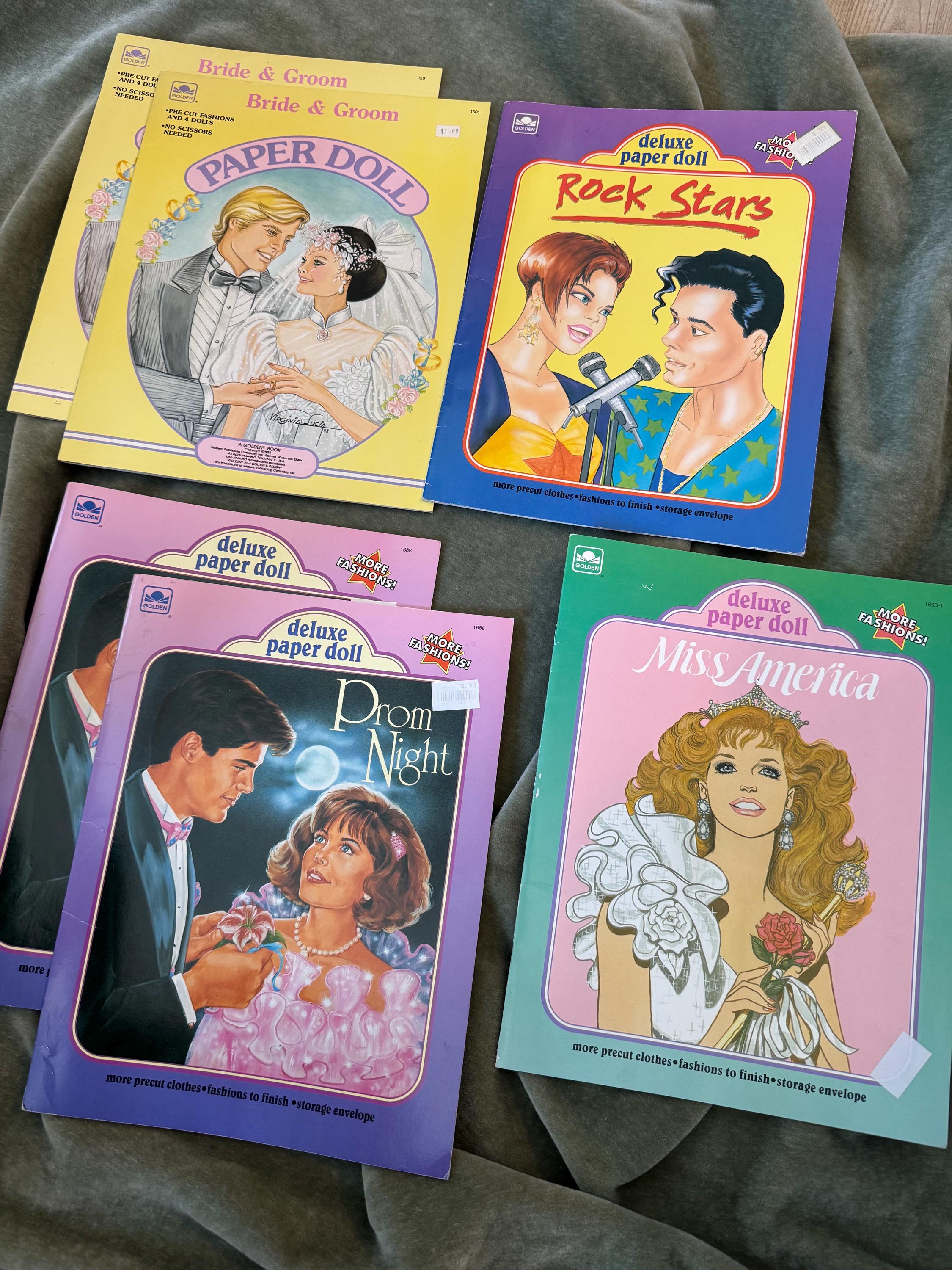 Vintage Golden Paper Doll Book: 1990s Prom Night, Bride, Rock Star