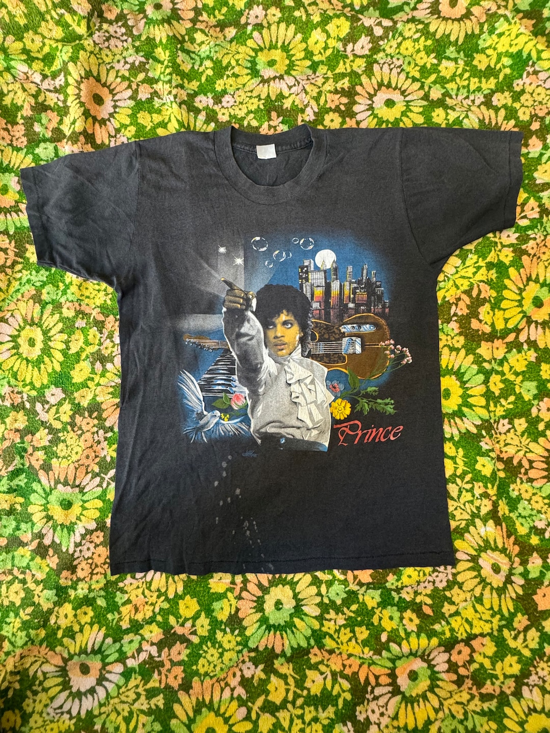 Vintage 80s Prince and the Revolution T-shirt: Faded Black, Single