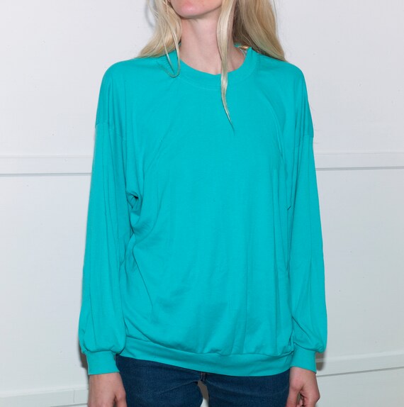 Vintage Long Sleeve Turquoise Shirt, Made in Calif