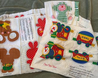 Vintage 70s Cut and Sew Animals & Trains Fabric Lot - Cranston Print Works