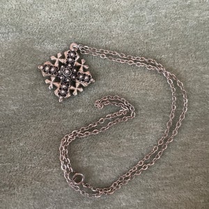 Vintage 900 silver Jerusalem Cross pendant and chain, vintage Jerusalem cross necklace