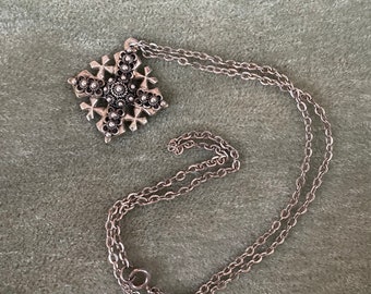 Vintage 900 Silver Jerusalem Cross Pendant Necklace