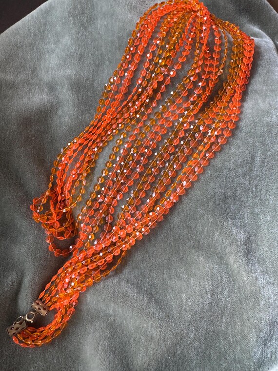 Vintage 60s Mod Orange Plastic Beaded Necklace: M… - image 15