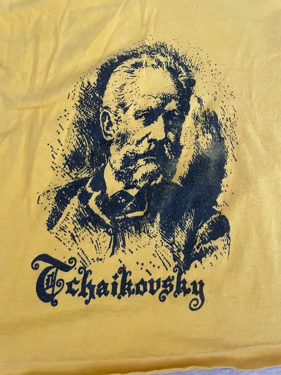 Vintage 70s cropped t-shirt Tchaikovsky,Distresse… - image 3