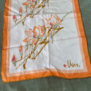 Vintage Vera Neumann oblong silk scarf made in Japan,60s 70s Vera scarf,Vera Neumann orange flower vintage scarf hand rolled,Vera lady bug image 5