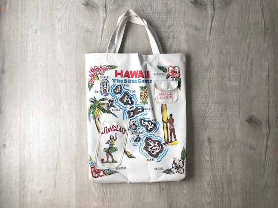 Vintage 1960s Hawaii The 50th State tote bag,1960s